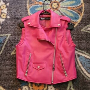 Zara Vibrant Pink Biker Vest